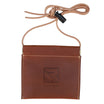 The Riven Rebel Series Bundle includes a brown leather pouch with white stitching, a beige strap, black toggle, and a front logo—ideal for carrying elk calls or your bull elk bugle.